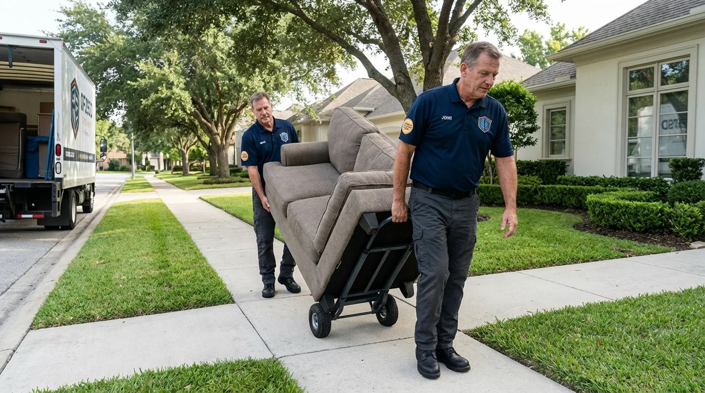 Local residential moving crew loading furniture in West Linn, OR