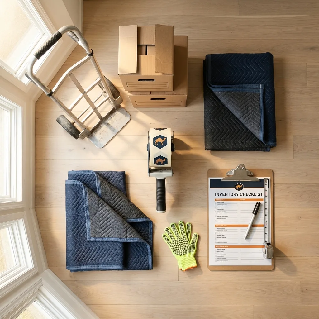 Professional moving supplies and packing materials layout for West Linn residential relocations